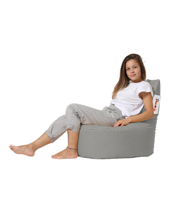 Atelier Del Sofa Baton Saco de Judías para Jardín Puf Exterior, Gris Fume, Poliéster, Impermeable, 70x70x35 cm